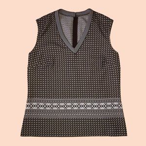 Vintage 70s Brown & White Sleeveless Top